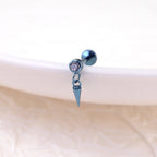 Mini CZ Pendant Spike Internally Threaded Titanium Studs - Mini CZ Pendant Spike Internally Threaded Titanium Studs - 6mm by CRUXJEWELRY