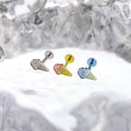 Ice Cream Cone CZ Internally Threaded Titanium Ear Studs - Ice Cream Cone CZ Internally Threaded Titanium Ear Studs - Pink / 6mm by CRUXJEWELRY