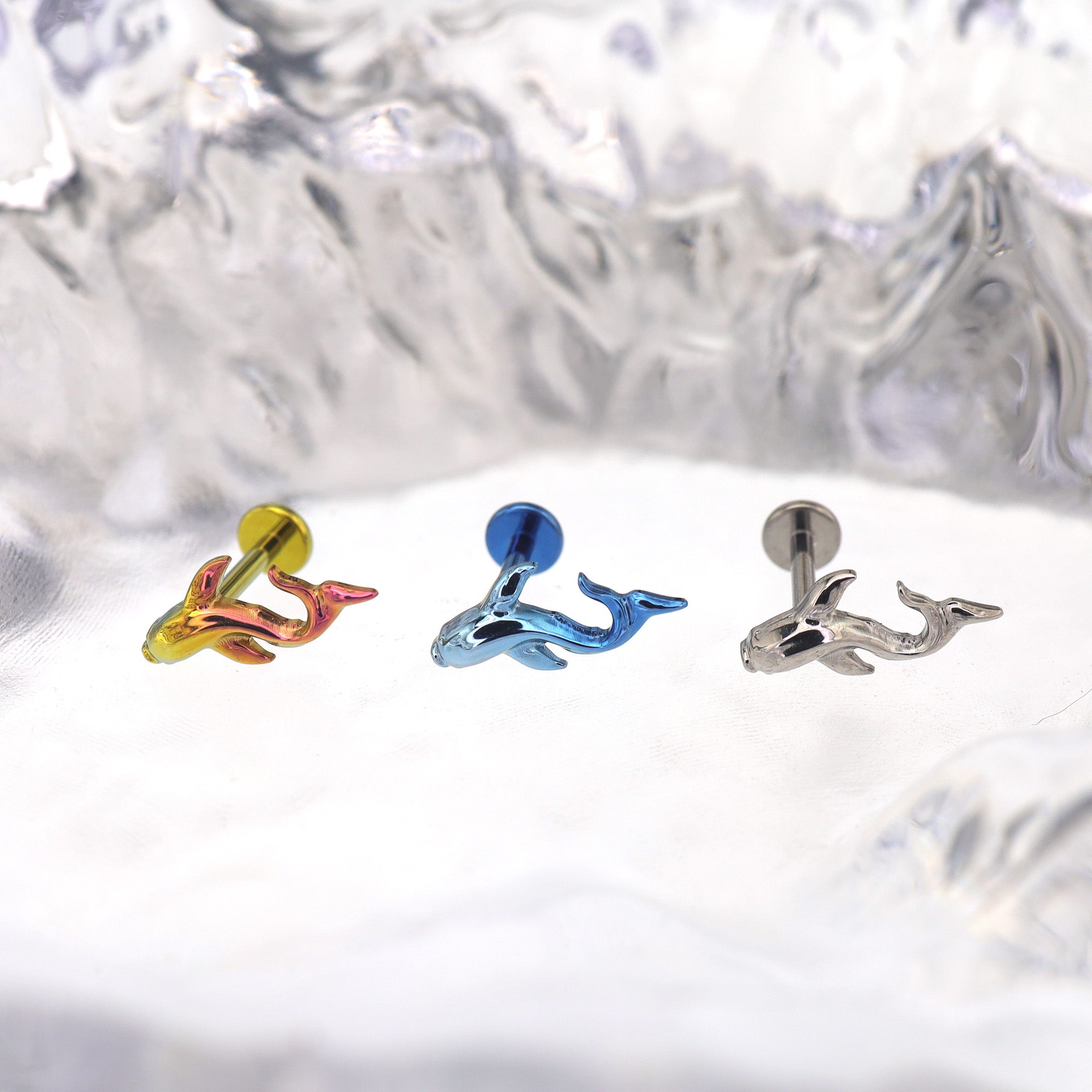 Lucky Koi Internally Threaded Titanium Studs - Lucky Koi Internally Threaded Titanium Studs - Pink-Yellow Gradient / 6mm by CRUXJEWELRY