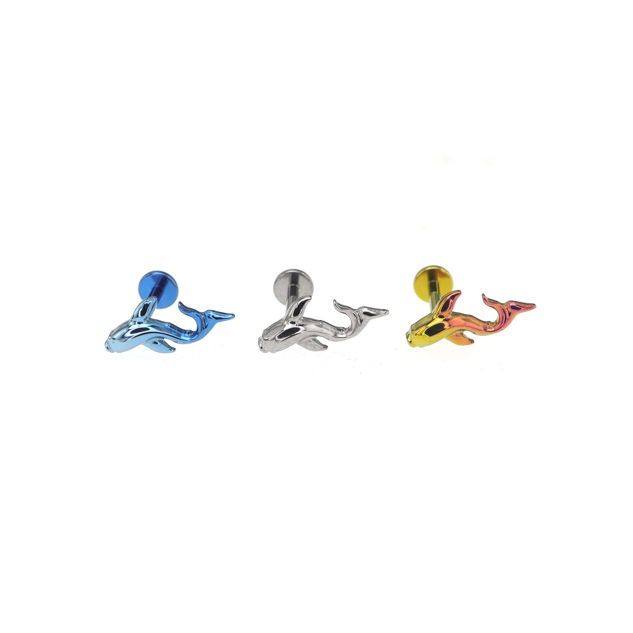 Lucky Koi Internally Threaded Titanium Studs - Lucky Koi Internally Threaded Titanium Studs - Pink-Yellow Gradient / 6mm by CRUXJEWELRY