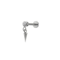 Mini CZ Pendant Spike Internally Threaded Titanium Studs - Mini CZ Pendant Spike Internally Threaded Titanium Studs - 6mm by CRUXJEWELRY