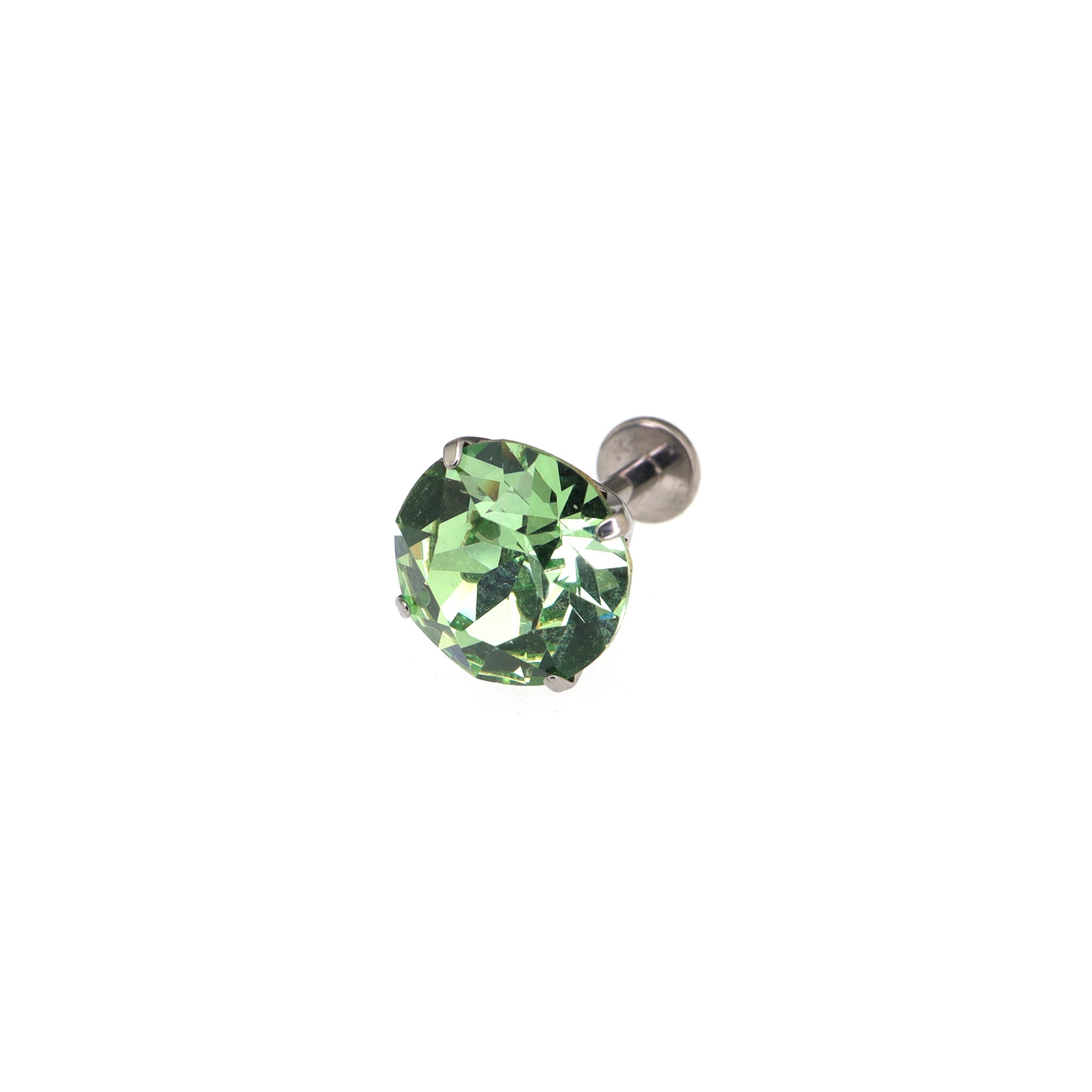 Curved Base High-Shine Swarovski Crystal Internally Threaded Titanium Ear Studs - Curved Base High-Shine Swarovski Crystal Internally Threaded Titanium Ear Studs - Green / 6mm by CRUXJEWELRY