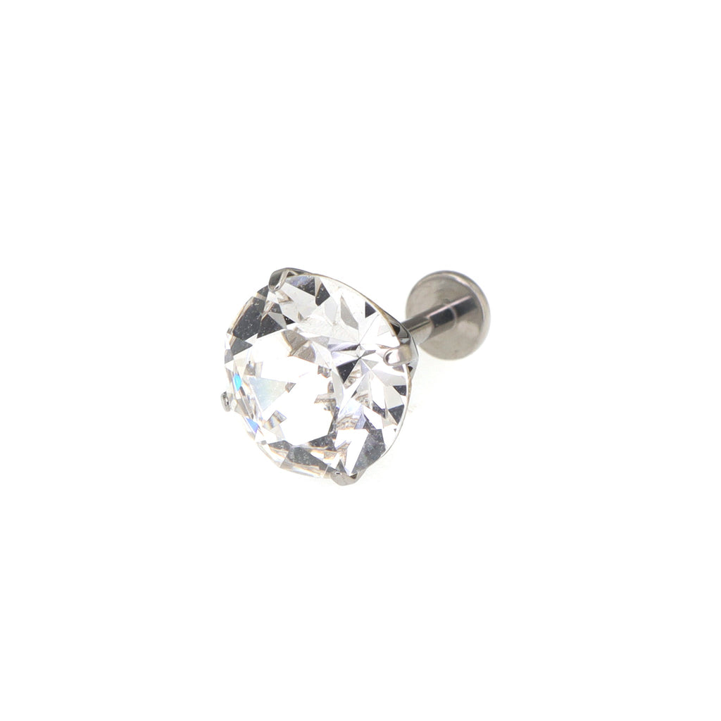 Curved Base High-Shine Swarovski Crystal Internally Threaded Titanium Ear Studs - Curved Base High-Shine Swarovski Crystal Internally Threaded Titanium Ear Studs - White / 6mm by CRUXJEWELRY