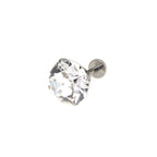 Curved Base High-Shine Swarovski Crystal Internally Threaded Titanium Ear Studs - Curved Base High-Shine Swarovski Crystal Internally Threaded Titanium Ear Studs - White / 6mm by CRUXJEWELRY