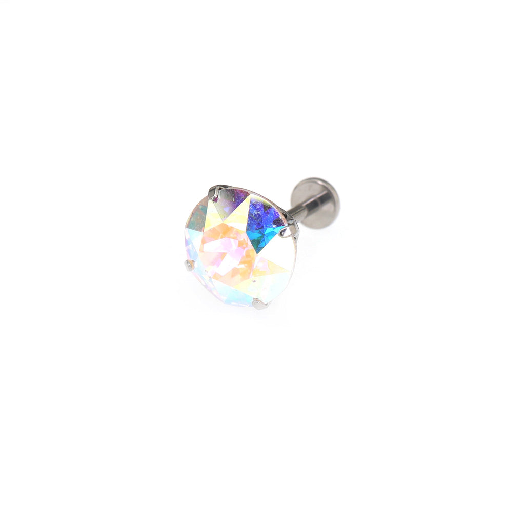 Curved Base High-Shine Swarovski Crystal Internally Threaded Titanium Ear Studs - Curved Base High-Shine Swarovski Crystal Internally Threaded Titanium Ear Studs - AB Coating / 6mm by CRUXJEWELRY