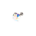 Curved Base High-Shine Swarovski Crystal Internally Threaded Titanium Ear Studs - Curved Base High-Shine Swarovski Crystal Internally Threaded Titanium Ear Studs - AB Coating / 6mm by CRUXJEWELRY