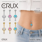 CZ Heart Dangle Titanium Belly Ring