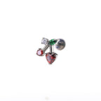 Heart CZ Cherry Titanium Ear Studs - Heart CZ Cherry Titanium Ear Studs - 6mm by CRUXJEWELRY
