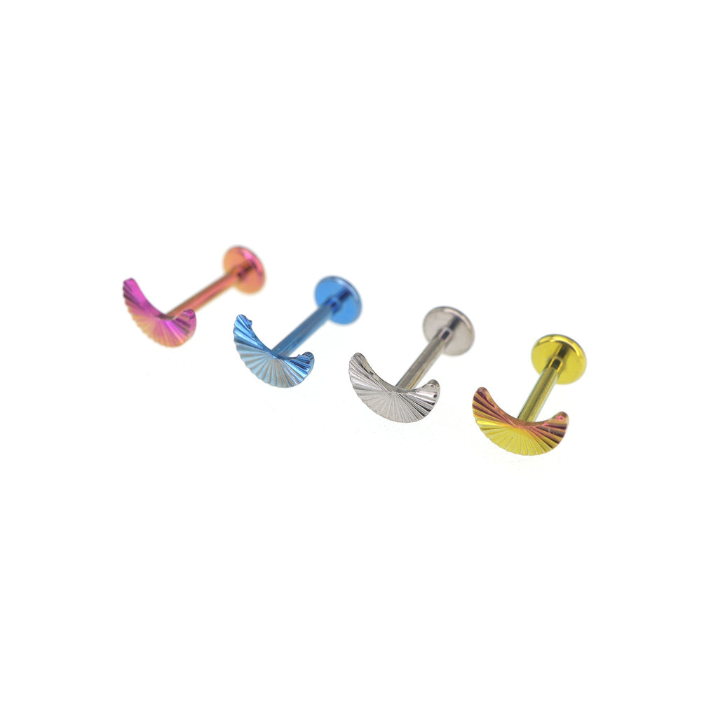 Engraved Moon Internally Threaded Titanium Ear Studs - Engraved Moon Internally Threaded Titanium Ear Studs - Pink-Yellow Gradient / 6mm by CRUXJEWELRY