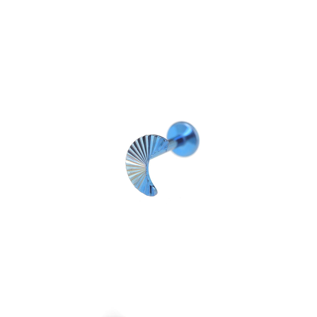 Engraved Moon Internally Threaded Titanium Ear Studs - Engraved Moon Internally Threaded Titanium Ear Studs - Blue-White Gradient / 6mm by CRUXJEWELRY