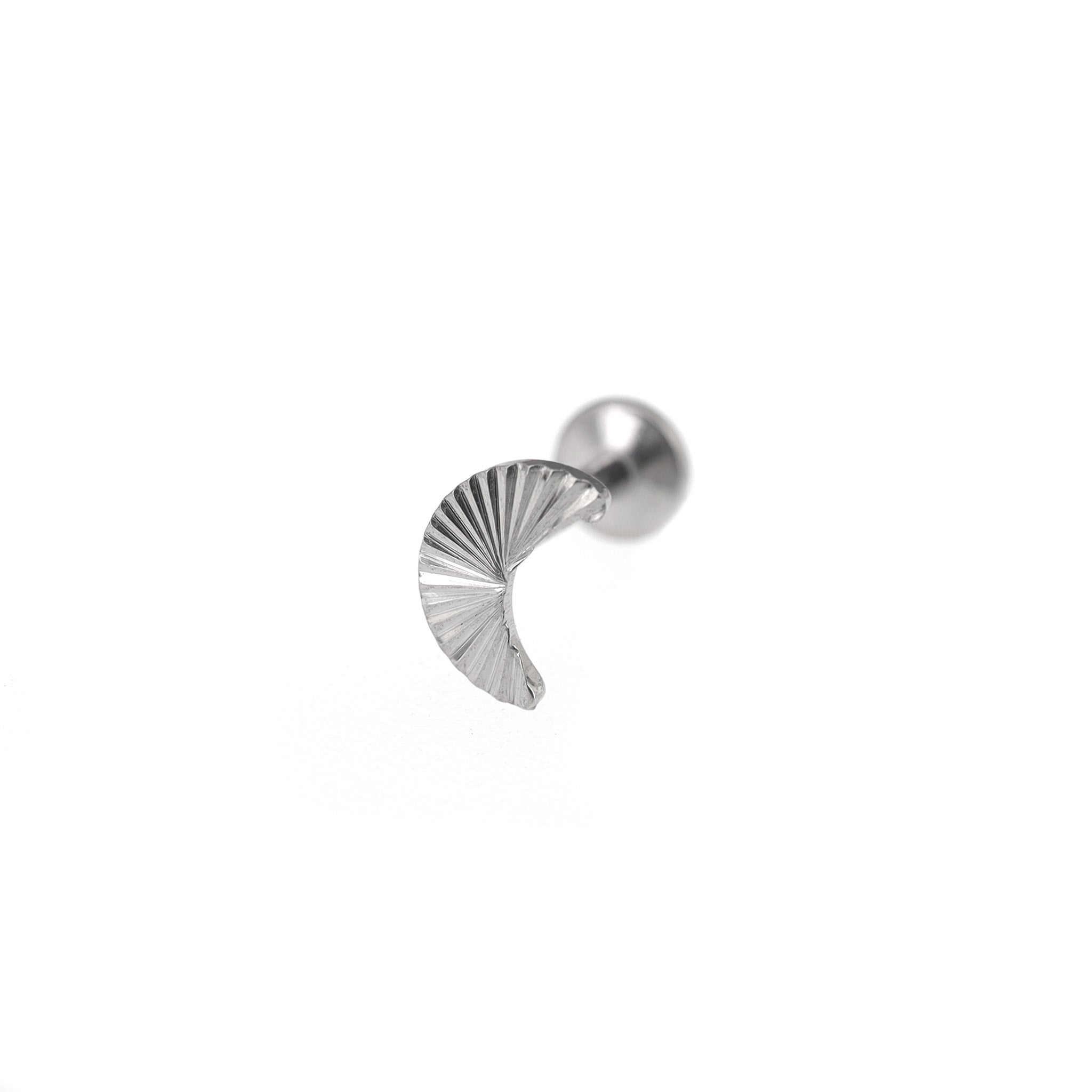 Engraved Moon Internally Threaded Titanium Ear Studs - Engraved Moon Internally Threaded Titanium Ear Studs - Sliver / 6mm by CRUXJEWELRY