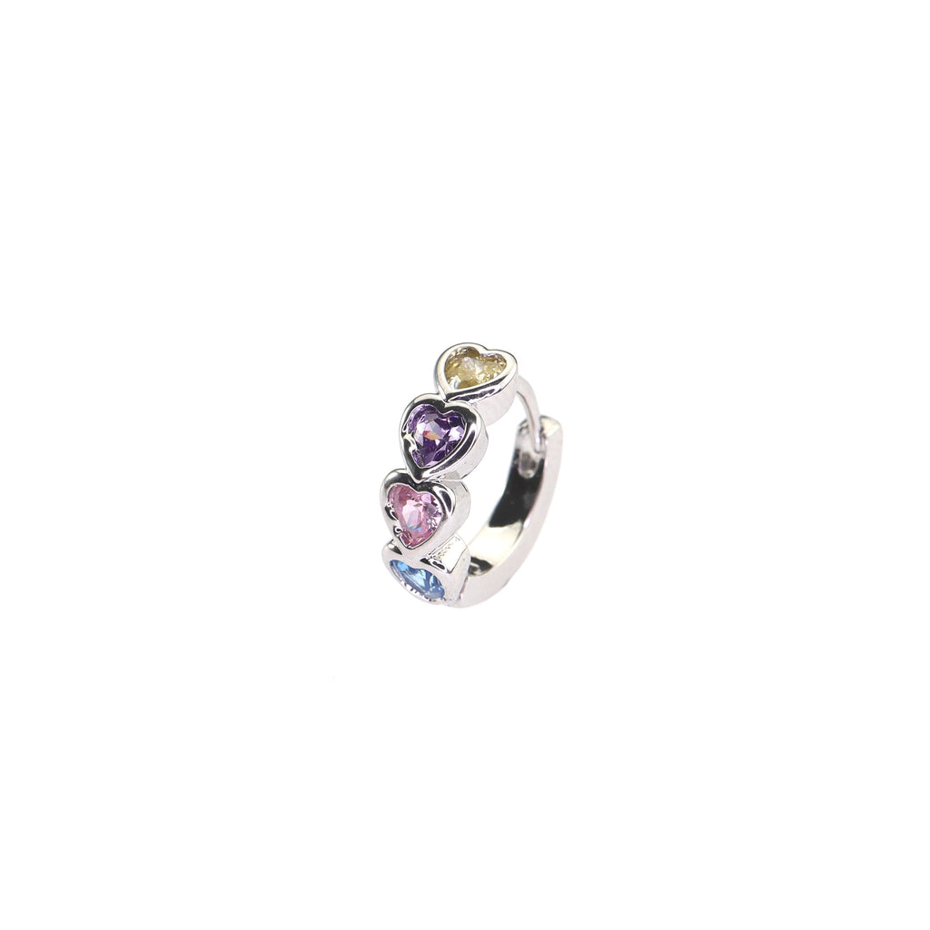 PAIR OF Star & Heart Rainbow CZ white-gold-plated copper Earring - PAIR OF Star & Heart Rainbow CZ white-gold-plated copper Earring - Star by CRUXJEWELRY