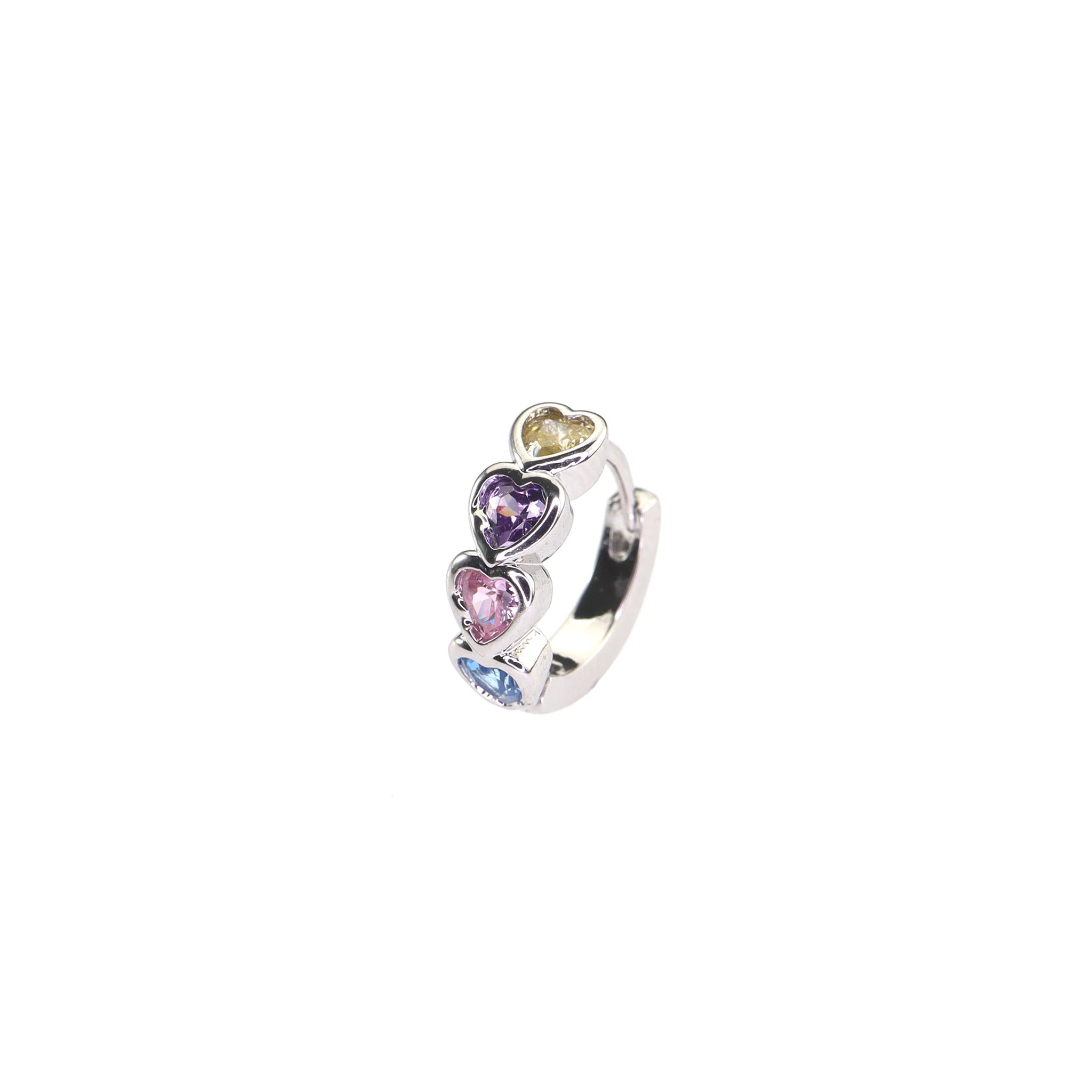 PAIR OF Star & Heart Rainbow CZ white-gold-plated copper Earring - PAIR OF Star & Heart Rainbow CZ white-gold-plated copper Earring - Star by CRUXJEWELRY