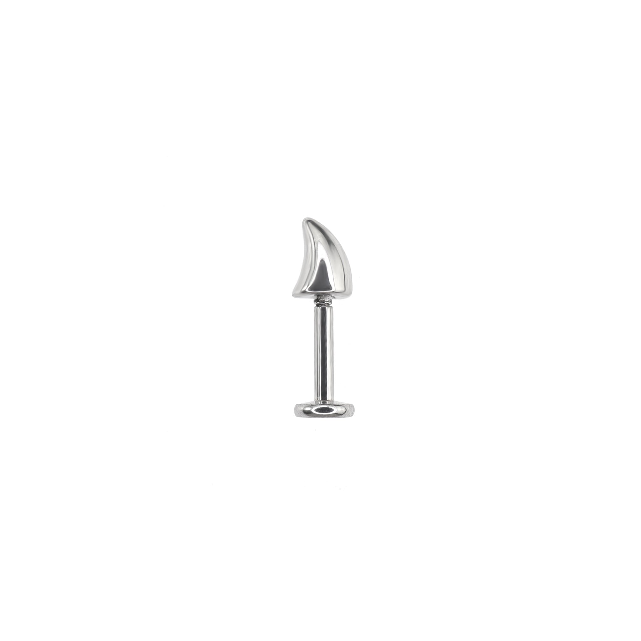 Devil Horn Internally Threaded stainless steel Ear Stud - Devil Horn Internally Threaded stainless steel Ear Stud - Single / 6mm by CRUXJEWELRY