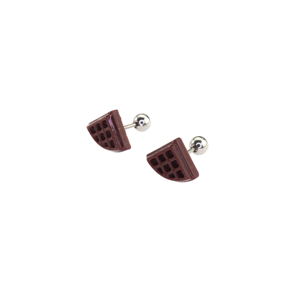 Star Baker - Chocolate Waffle stainless steel Ear Studs - Star Baker - Chocolate Waffle stainless steel Ear Studs - Single / 0.8mm/20G by CRUXJEWELRY