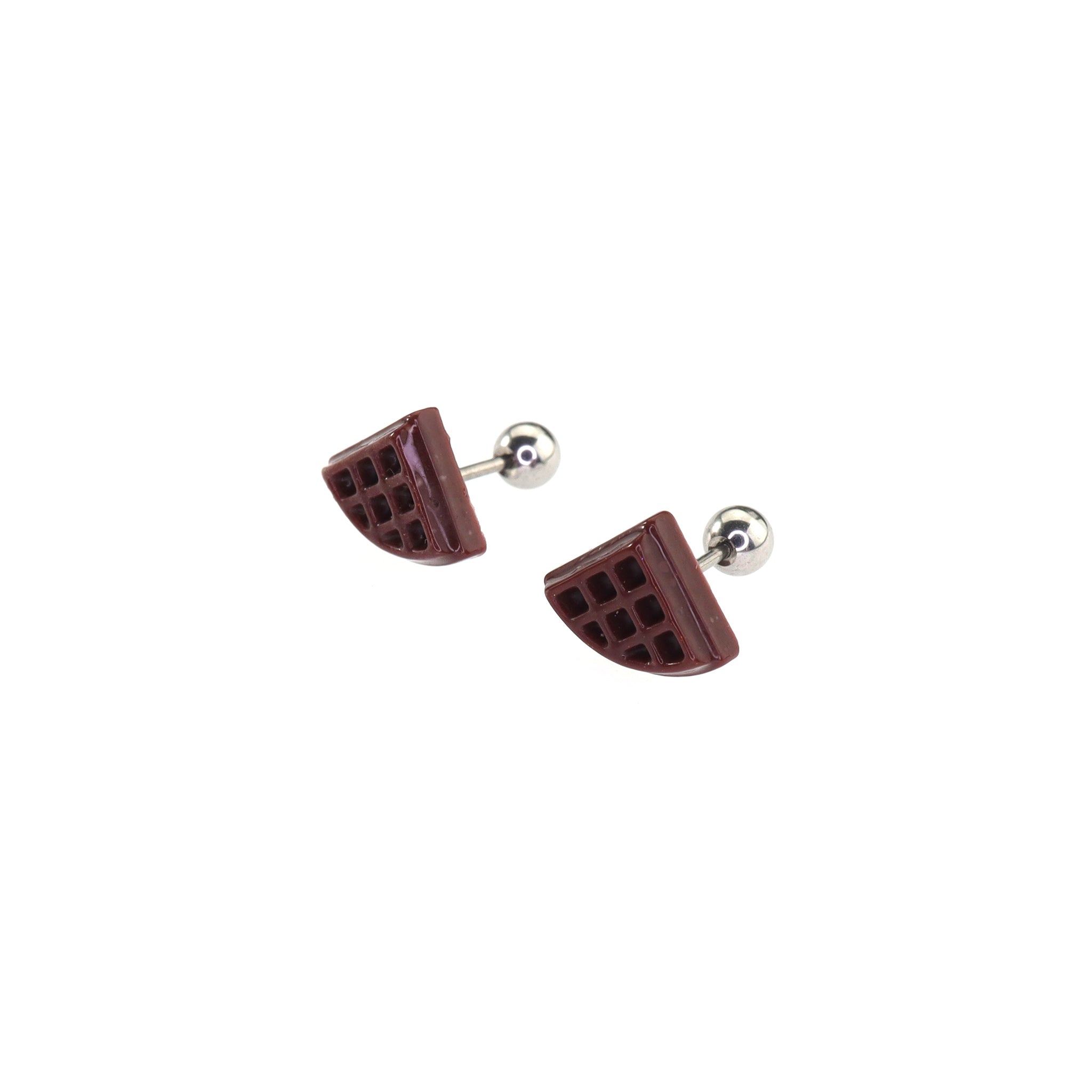 Star Baker - Chocolate Waffle stainless steel Ear Studs - Star Baker - Chocolate Waffle stainless steel Ear Studs - Single / 0.8mm/20G by CRUXJEWELRY
