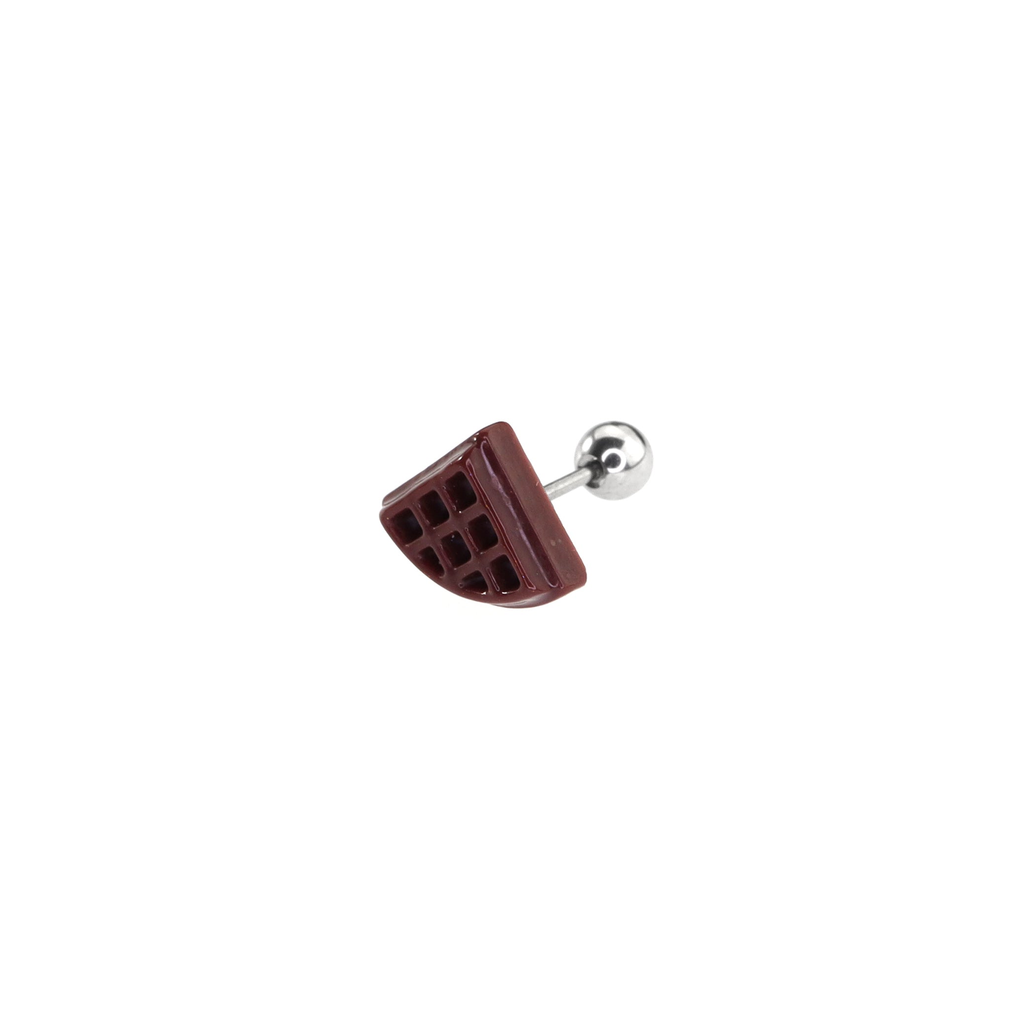 Star Baker - Chocolate Waffle stainless steel Ear Studs - Star Baker - Chocolate Waffle stainless steel Ear Studs - Single / 0.8mm/20G by CRUXJEWELRY