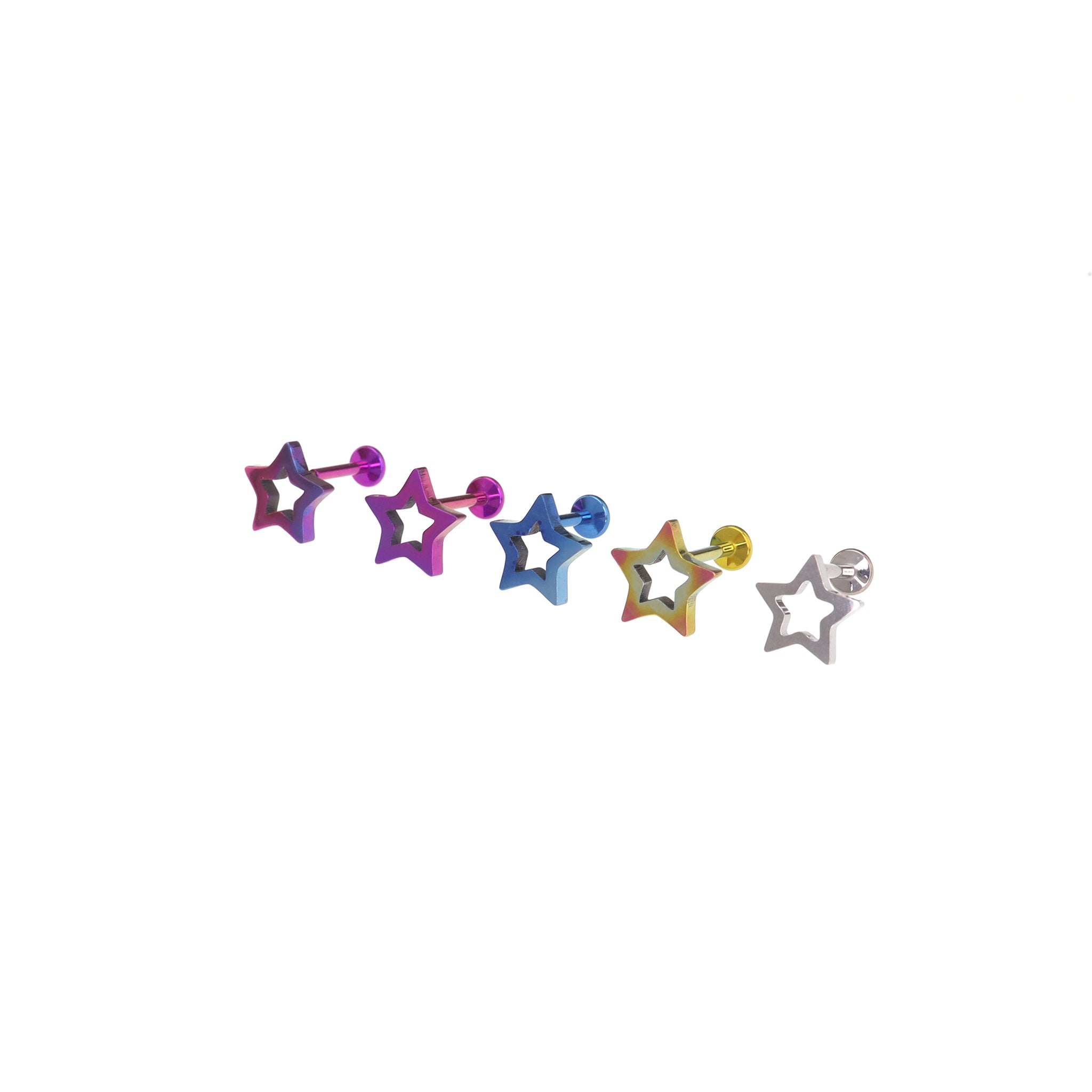 Y2K Chunky Dopamine Thick Cut Pentagram Colorful Star Studs - Y2K Chunky Dopamine Thick Cut Pentagram Colorful Star Studs - Pink-Yellow Gradient / 6mm by CRUXJEWELRY