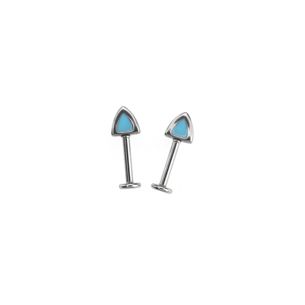 Paws & Purrs - Blue and Pink Cat Ear Stainless Steel Internally Threaded Helix Studs - Paws & Purrs - Blue and Pink Cat Ear Stainless Steel Internally Threaded Helix Studs - Blue / Single / 6mm by CRUXJEWELRY