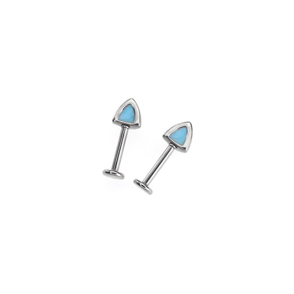 Paws & Purrs - Blue and Pink Cat Ear Stainless Steel Internally Threaded Helix Studs - Paws & Purrs - Blue and Pink Cat Ear Stainless Steel Internally Threaded Helix Studs - Blue / Set / 6mm by CRUXJEWELRY
