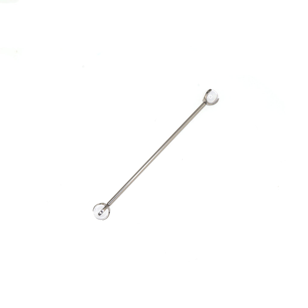Crystal Double Ball CZ Titanium Industrial Barbell - Crystal Double Ball CZ Titanium Industrial Barbell - White / 4mm by CRUXJEWELRY