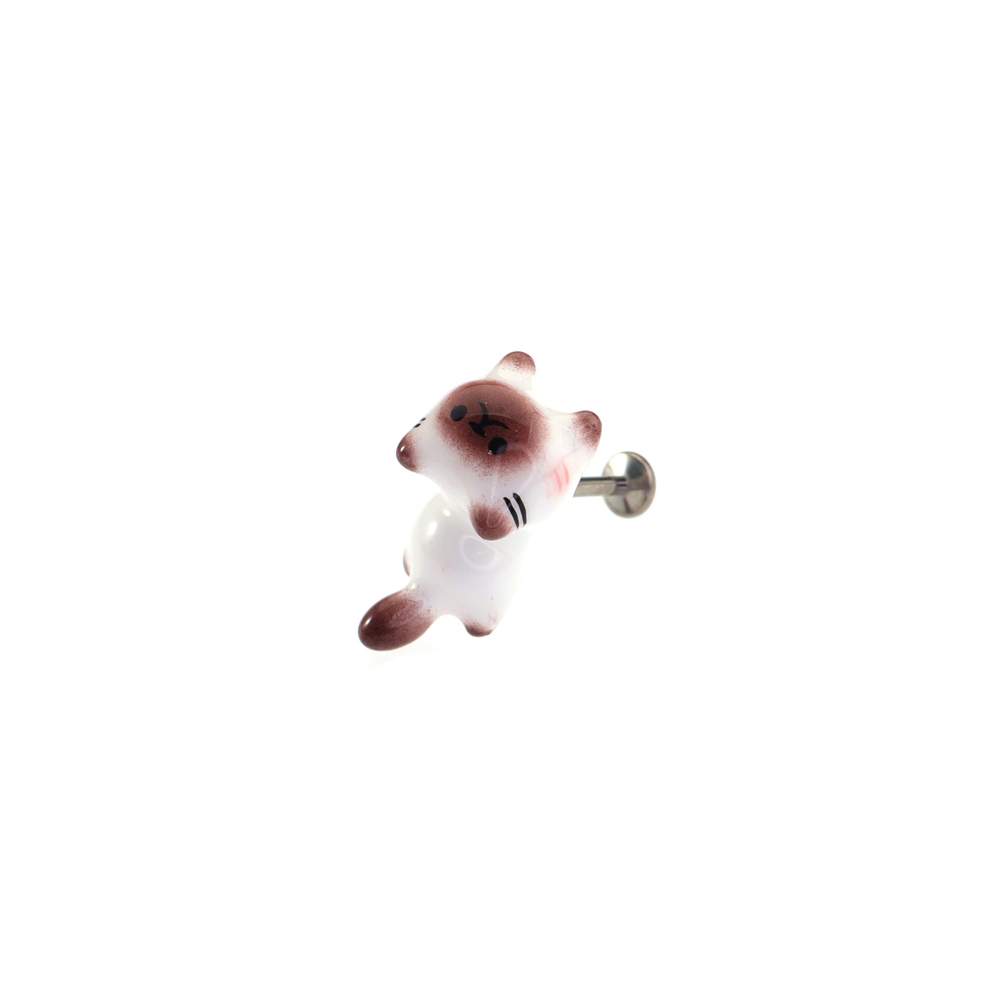 Paws & Purrs - Siamese Kitten & Fish 3D Earrings - Paws & Purrs - Siamese Kitten & Fish 3D Earrings - Cat / 6mm by CRUXJEWELRY