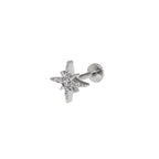 Colorful Octagram Star CZ Titanium Ear Studs - Colorful Octagram Star CZ Titanium Ear Studs - Sliver / 6mm by CRUXJEWELRY
