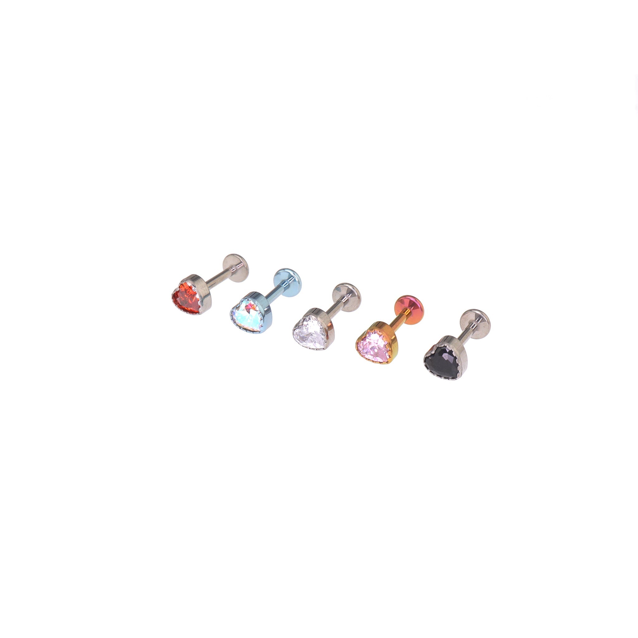 Lace Heart CZ Titanium Lip Ring - Lace Heart CZ Titanium Lip Ring - White / 6mm by CRUXJEWELRY