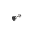 Lace Heart CZ Titanium Lip Ring - Lace Heart CZ Titanium Lip Ring - Black / 6mm by CRUXJEWELRY
