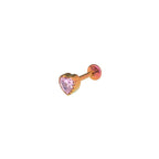 Lace Heart CZ Titanium Lip Ring - Lace Heart CZ Titanium Lip Ring - Pink / 6mm by CRUXJEWELRY