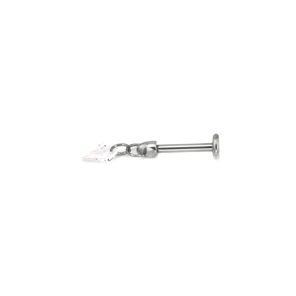 Rainbow Diamond CZ Pendant Internally Threaded Titanium Studs - Rainbow Diamond CZ Pendant Internally Threaded Titanium Studs - White / 6mm by CRUXJEWELRY