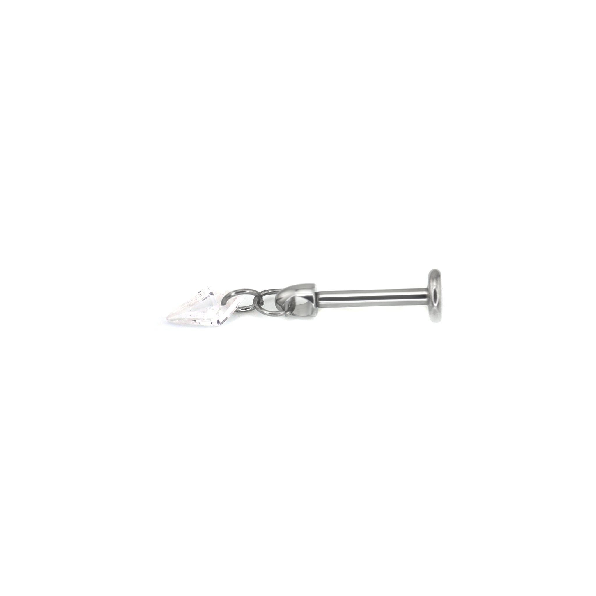 Rainbow Diamond CZ Pendant Internally Threaded Titanium Studs - Rainbow Diamond CZ Pendant Internally Threaded Titanium Studs - White / 6mm by CRUXJEWELRY