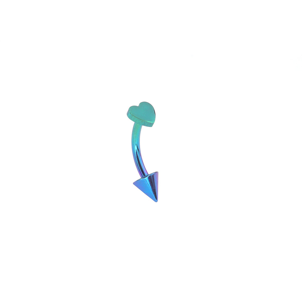 Colorful Heart Spike Titanium Rook Jewelry - Colorful Heart Spike Titanium Rook Jewelry - Blue-Green Gradient / 8mm by CRUXJEWELRY