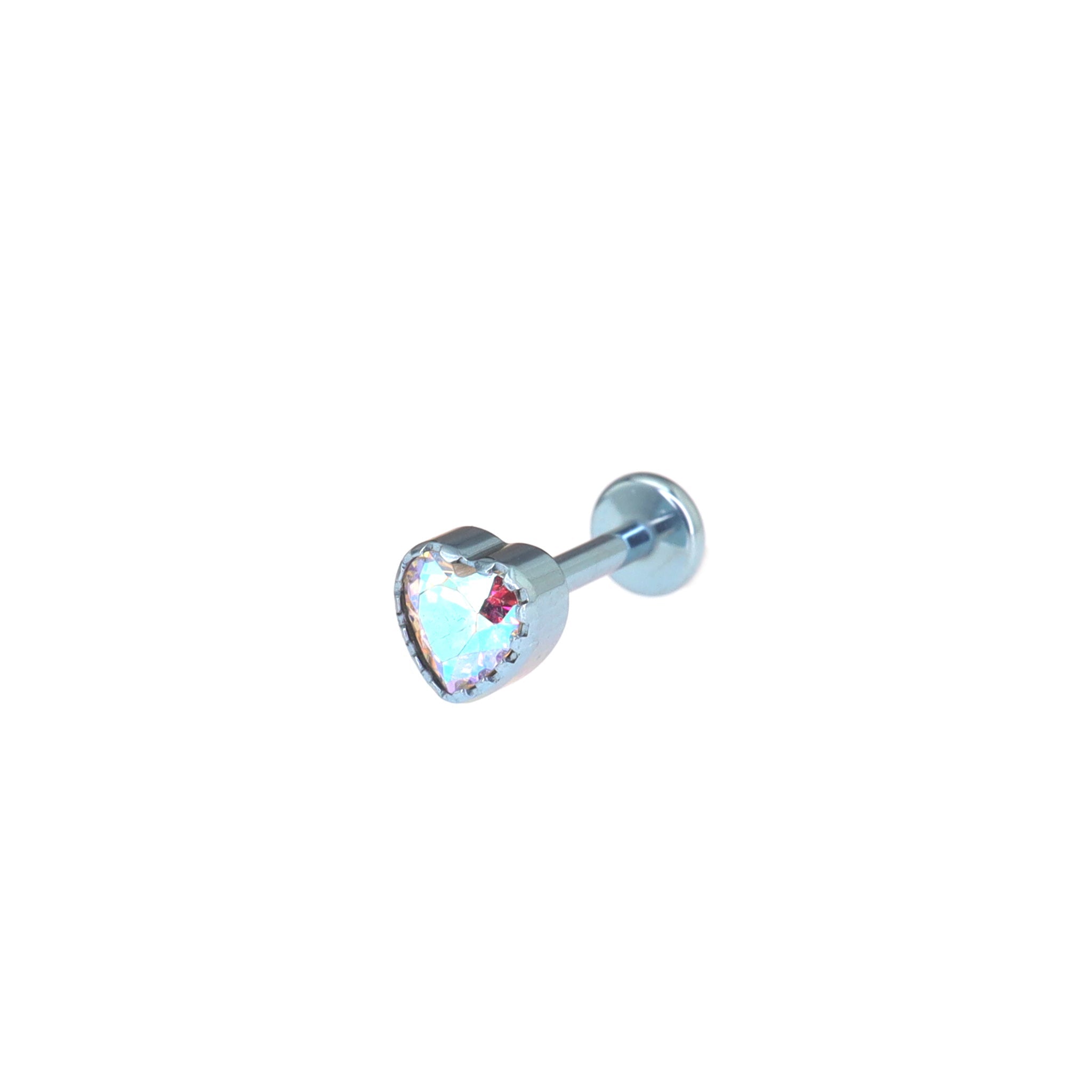 Lace Heart CZ Titanium Lip Ring - Lace Heart CZ Titanium Lip Ring - AB Coating / 6mm by CRUXJEWELRY