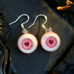 (Pair) Hyper-Realistic Heart Pupil Eyeball Earrings | Spooky-Cute "Love Stare" | S925 Sterling Silver