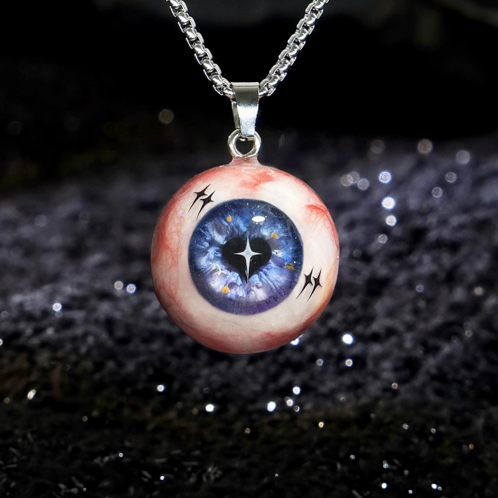 "Psyche's Dream" White Butterfly Pupil Necklace - Shimmering Purple Iris