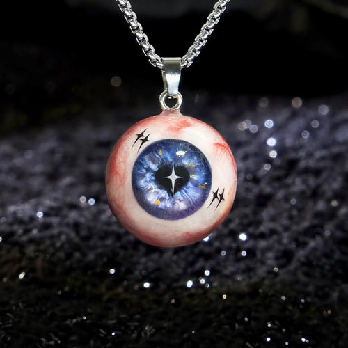 "Psyche's Dream" White Butterfly Pupil Necklace - Shimmering Purple Iris