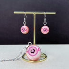 Kawaii Heart Pupil Eyeball Necklace & Earrings Set | 4-Color Matching Jewelry Bundle