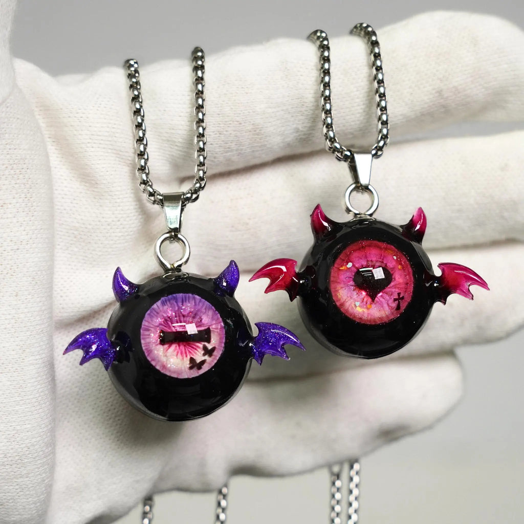 "Midnight Demon" Black Sclera Eyeball Necklace