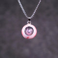 "Pretty Creepy" Coquette Bow Eyeball Necklace - Pink Glitter Ribbon Pupil