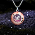 "Psyche's Dream" White Butterfly Pupil Necklace - Shimmering Purple Iris