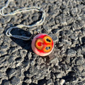 Triple Pupil Mutation Eyeball Necklace | "Toxic Orange" Tri-Iris Pendant | Polycoria Bio-Horror Jewelry
