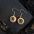 (Pair) Hyper-Realistic Bloodshot Yellow|Green Eyeball Earrings | Zombie Horror | S925 Sterling Silver