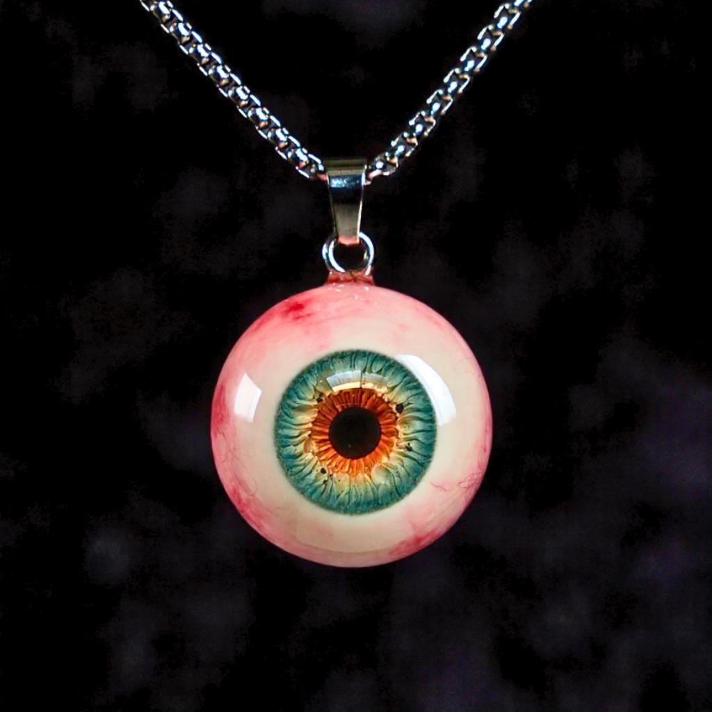 "The Watcher" Realistic Glass Eye Necklace - 9 Color Options