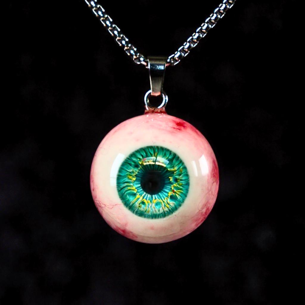 "The Watcher" Realistic Glass Eye Necklace - 9 Color Options