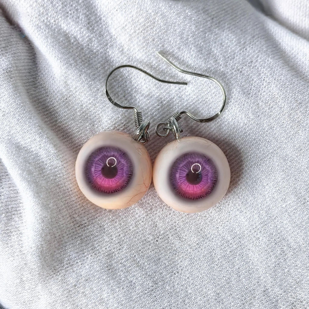 (Pair) Hyper-Realistic Eyeball Drop Earrings | S925 Sterling Silver | Spooky-Cute
