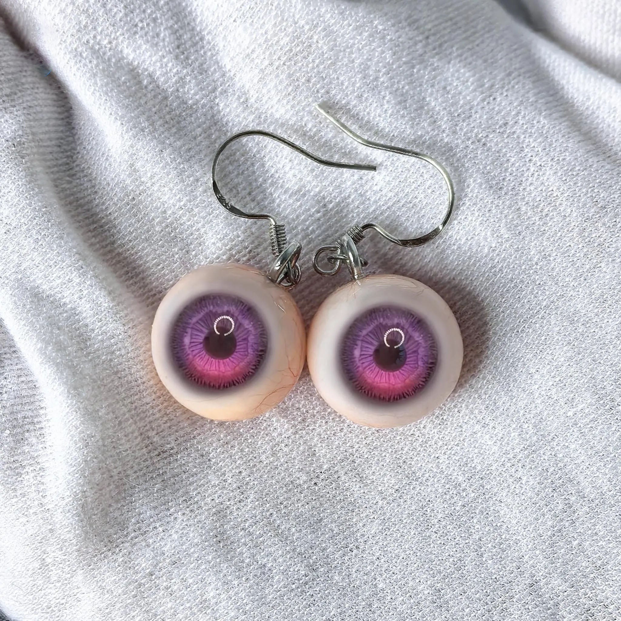 (Pair) Hyper-Realistic Eyeball Drop Earrings | S925 Sterling Silver | Spooky-Cute