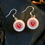 (Pair) Hyper-Realistic Heart Pupil Eyeball Earrings | Spooky-Cute "Love Stare" | S925 Sterling Silver