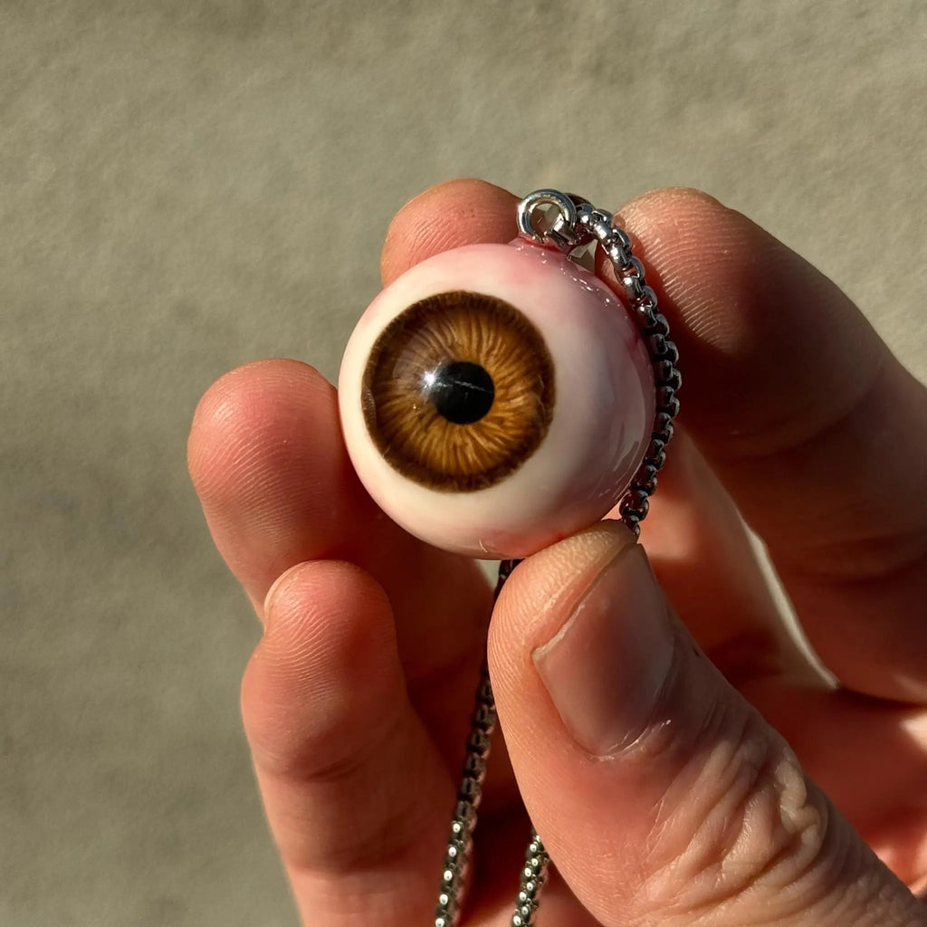 Handmade Realistic Eyeball Necklace - Evil Eye Pendant - Polymer Clay & Resin - Gothic Oddities Gift