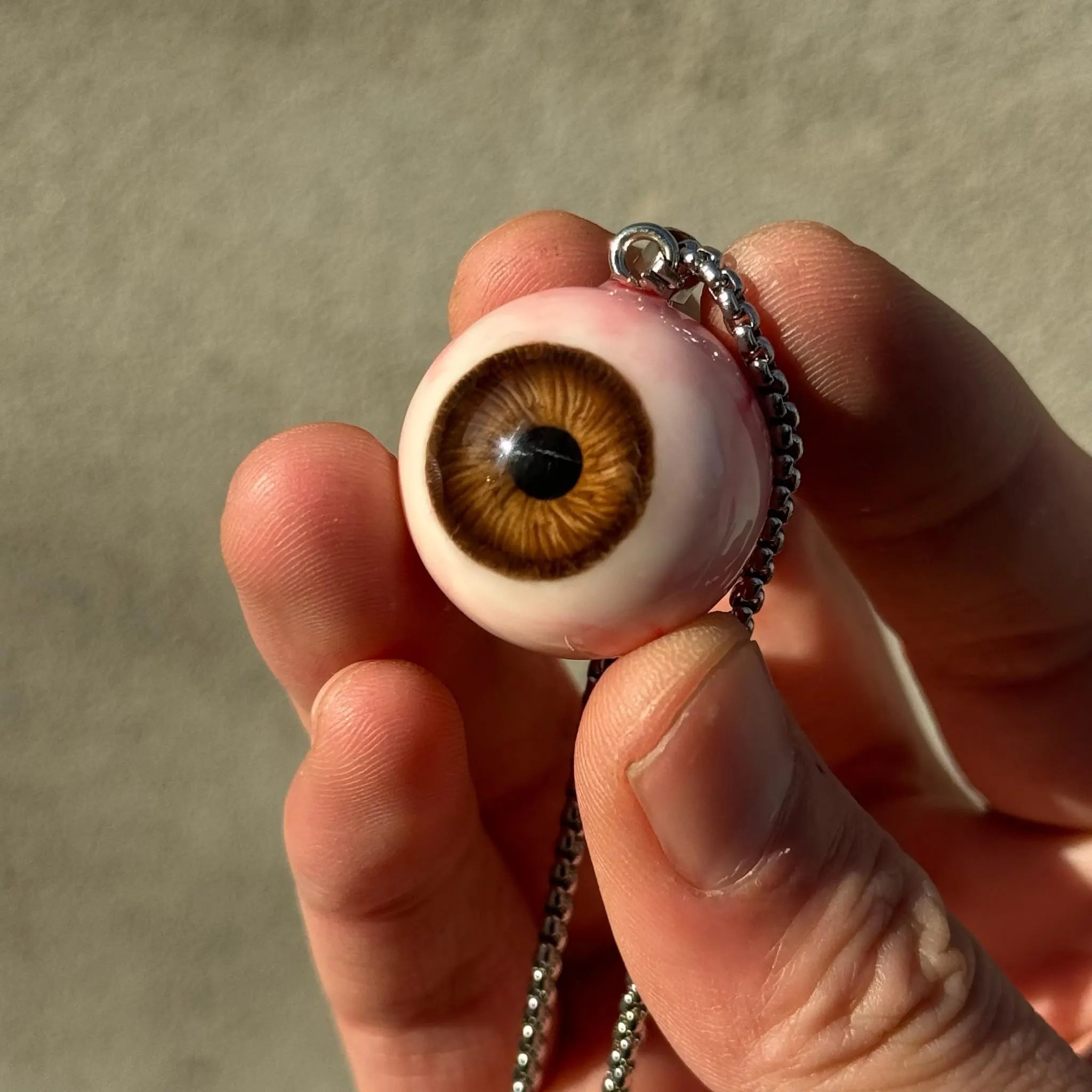 Handmade Realistic Eyeball Necklace - Evil Eye Pendant - Polymer Clay & Resin - Gothic Oddities Gift
